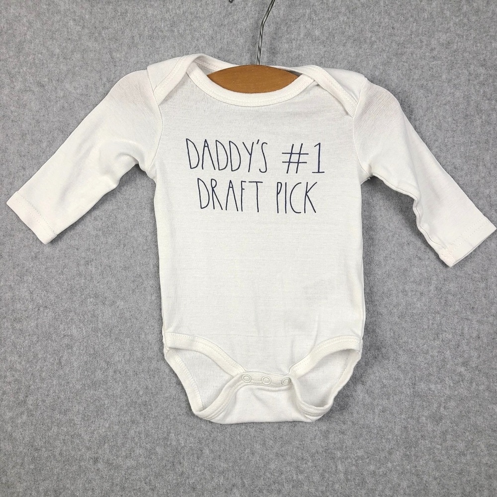 Rae Dunn Baby By Magenta 3-6 M Daddy's #1 Draft Pick Bodysuit